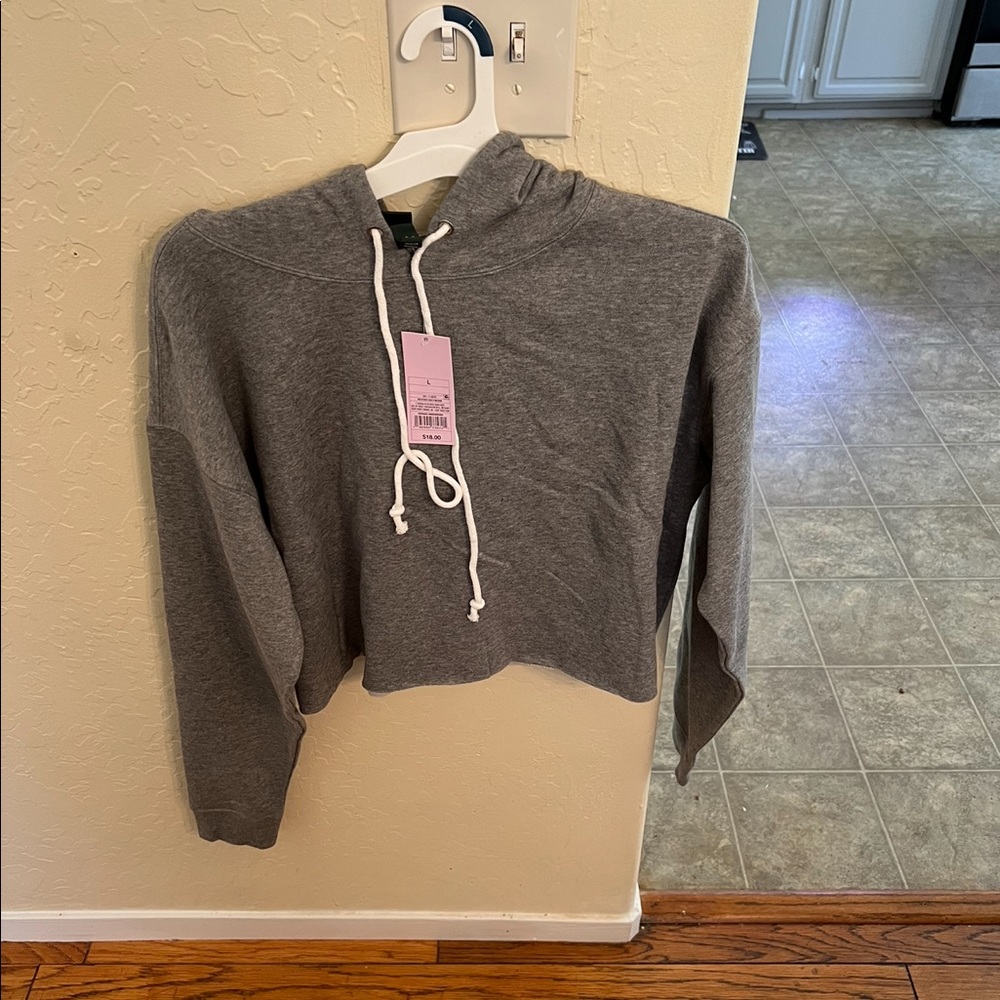 Grey crop hoodie size large